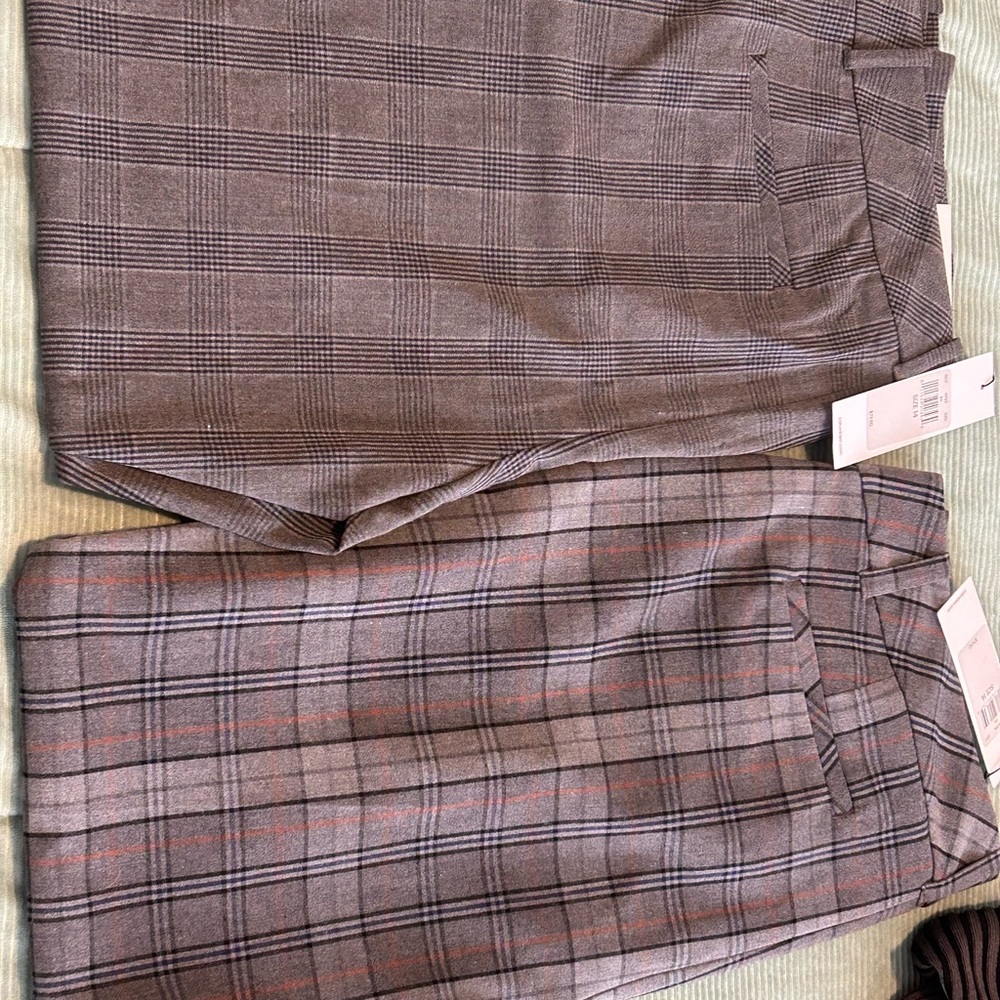 Calvin Klein Gray and Pink Plaid Trousers
